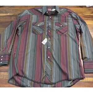 VTG Mens XL Wrangler Western Pearl Button Down Long Sleeved Shirt NWT